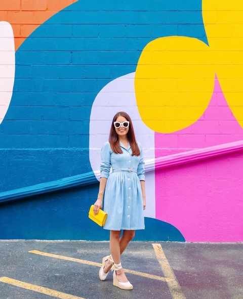 A Parisian Chic Blue Toile Shirtdress for Fall - Style Charade