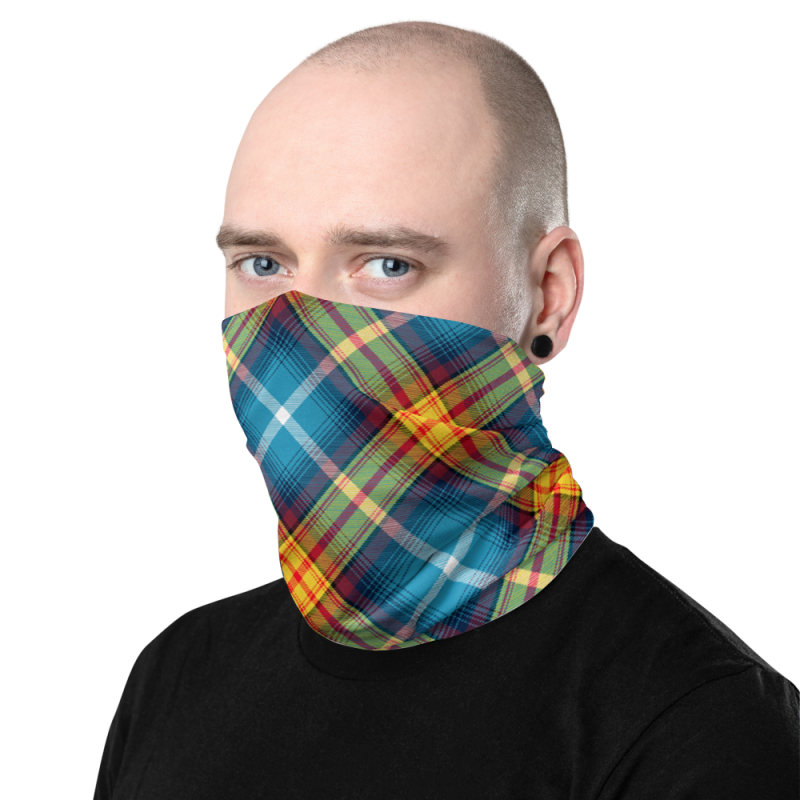 Lion Rampant and ancient azure Saltire Declaration of Scottish Independence tartan Neck Gaiter 9
