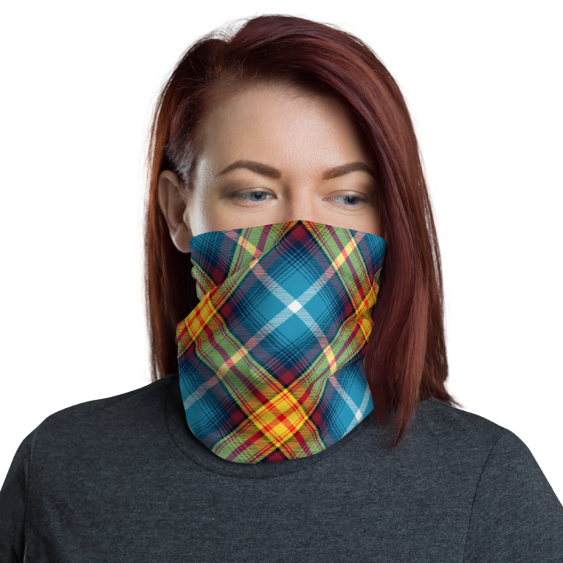Lion Rampant and ancient azure Saltire Declaration of Scottish Independence tartan Neck Gaiter 10