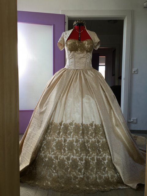 wedding dress and Rabbitwood Tiara and Necklace